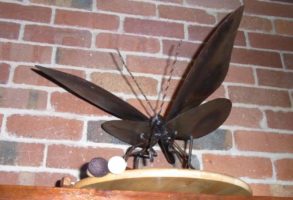 Metal moth with drumsticks