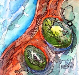 Watercolour & ink on paper