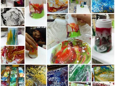 acrylic pouring workshop at ClayMotion Ballarat