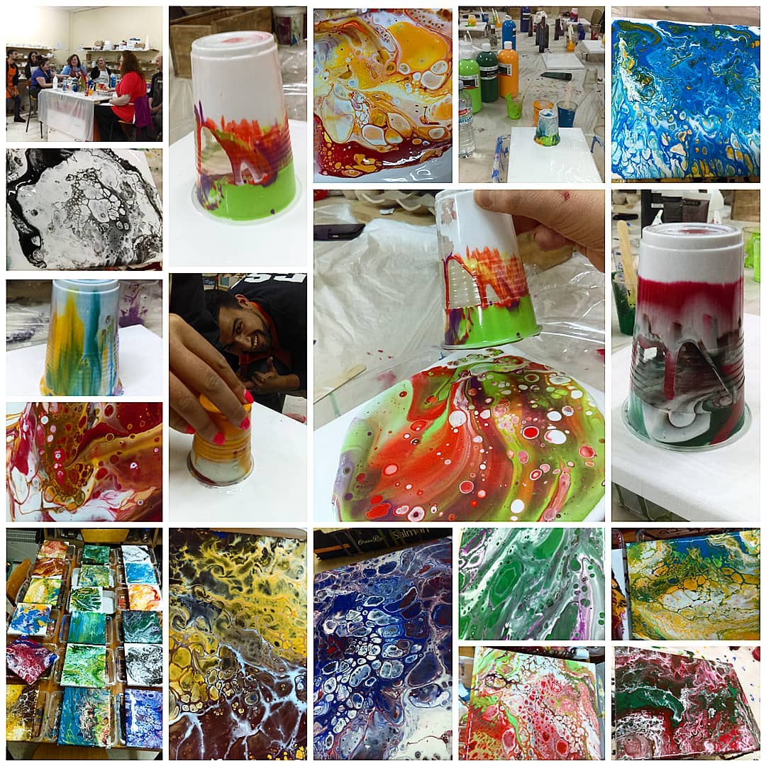 acrylic pouring workshop at ClayMotion Ballarat